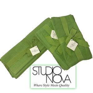 NEW Studio Nova by Mikasa Set of 4 Green Ribbed Placemats and 8 Cloth Napkins